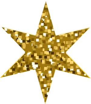 Golden Pixel Star Clipart PNG Image