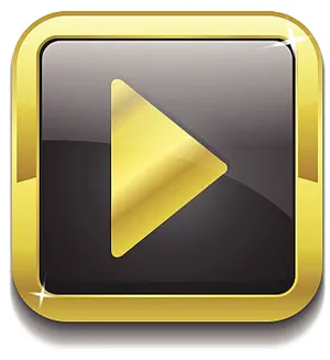 Golden Play Button Icon PNG Image