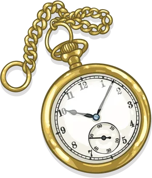 Golden Pocket Watch Illustration PNG Image