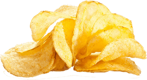 Golden Potato Chips Stacked PNG with transparent background