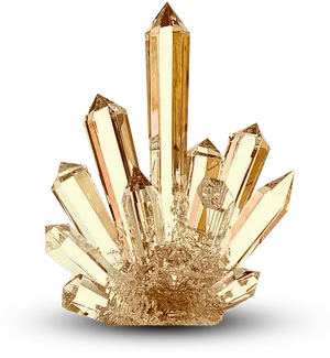 Golden Quartz Crystal Cluster PNG Image