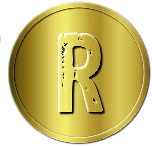 Golden R Symbol Circle PNG Image