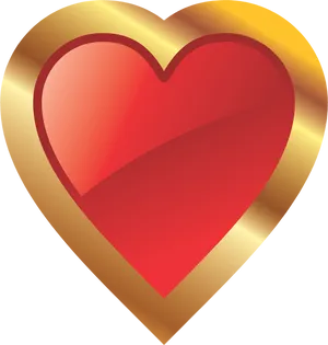 Golden Red Heart Graphic PNG Image