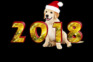 Golden Retriever Celebrates2018 New Year PNG image with transparent background
