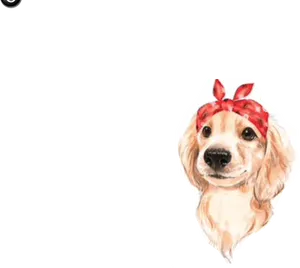 Golden Retriever Puppy With Red Bandana PNG Image