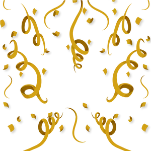 Golden Ribbon Confetti Celebration Background PNG Image