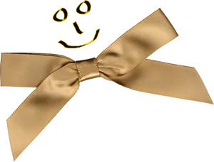 Golden Ribbon Smile Doodleon Black Background PNG Image