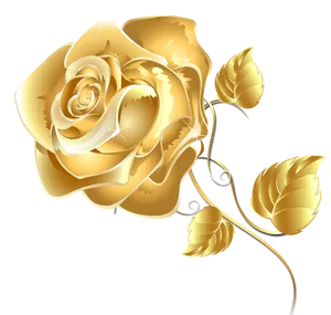 Golden Rose Illustration PNG Image