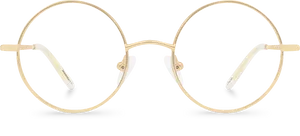 Golden Round Eyeglasses Black Background PNG Image