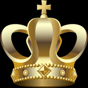 Golden Royal Crown Graphic PNG image with transparent background