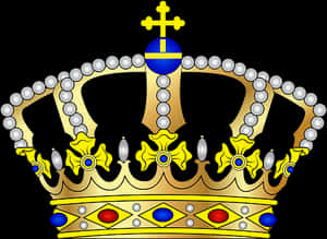 Golden Royal Crown Illustration PNG image with transparent background