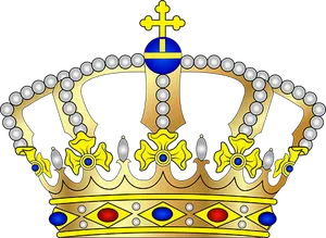 Golden Royal Crown Illustration PNG Image