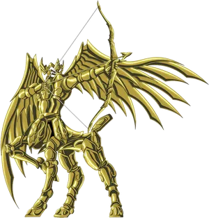 Golden Sagittarius Archer Fantasy Art PNG Image