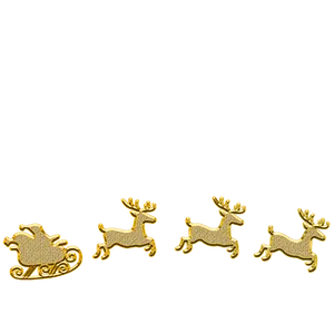 Golden Santa Sleighand Reindeer PNG Image