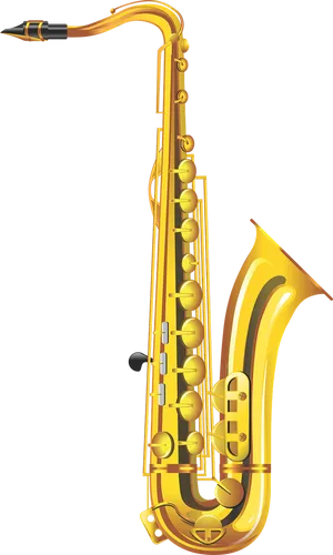 Golden Saxophone Illustration PNG Image