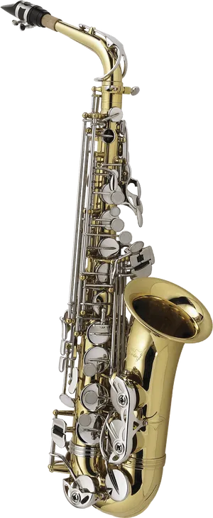 Golden_ Saxophone_ Isolated_ Background PNG Image