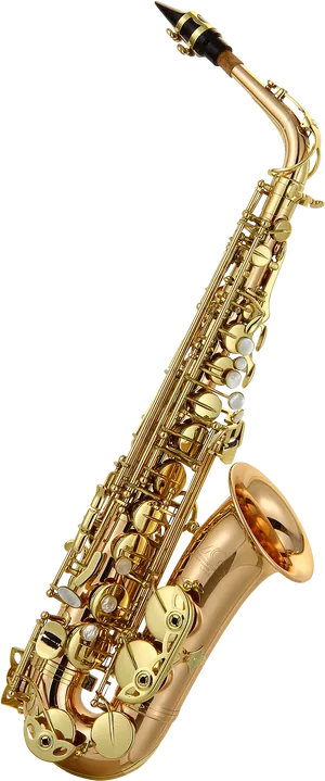 Golden Saxophone Isolatedon Blue PNG Image