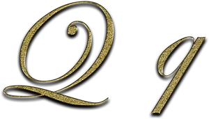 Golden Script Letter Q PNG Image