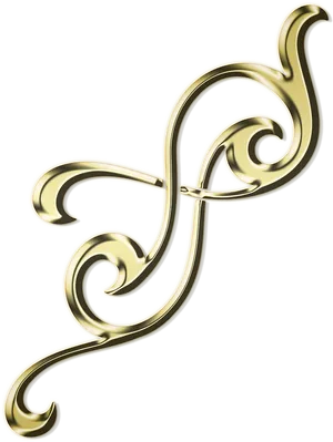 Golden Scrollwork Element PNG Image