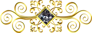 Golden_ Scrollwork_with_ Diamond_ Centerpiece.png PNG Image