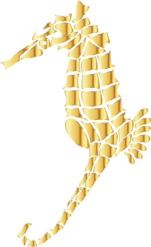 Golden Seahorse Illustration PNG Image