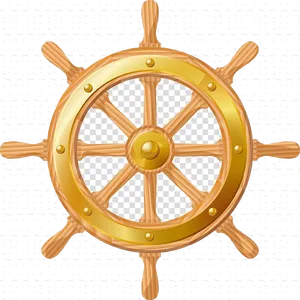 Golden Ship Wheel Icon PNG Image