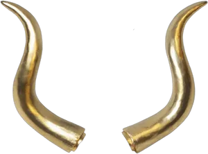 Golden Shofar Horns PNG Image