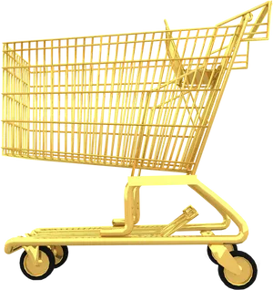 Golden Shopping Cart3 D Render PNG Image