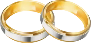 Golden Silver Wedding Rings Clipart PNG Image