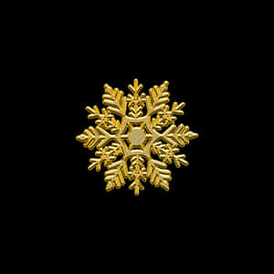 Golden Snowflake Black Background PNG image with transparent background