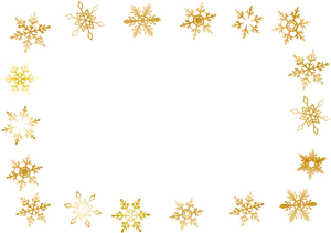 Golden Snowflakes Pattern Black Background PNG Image