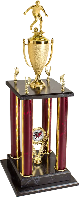 Golden Soccer Player Trophy PNG Image