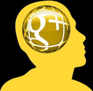 Golden Social Media Brain Illustration PNG image with transparent background