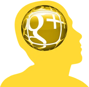 Golden Social Media Brain Illustration PNG Image