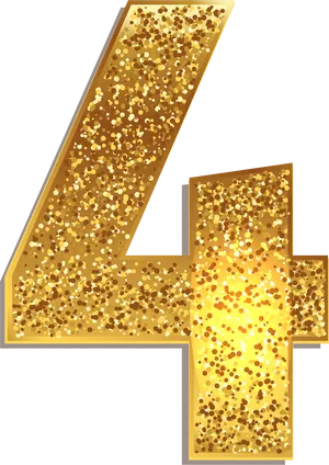 Golden Sparkle Number Four PNG Image