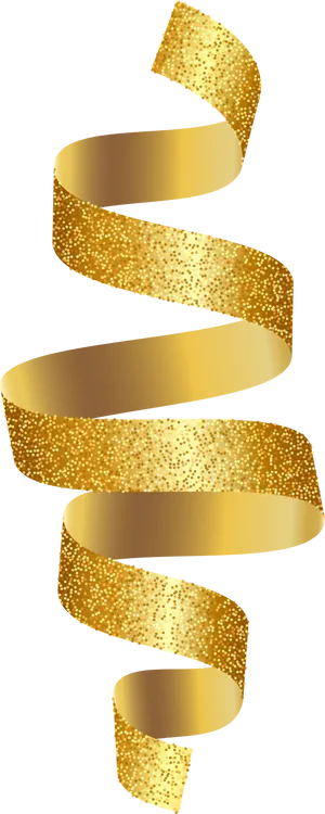 Golden Spiral Ribbon Glitter PNG Image