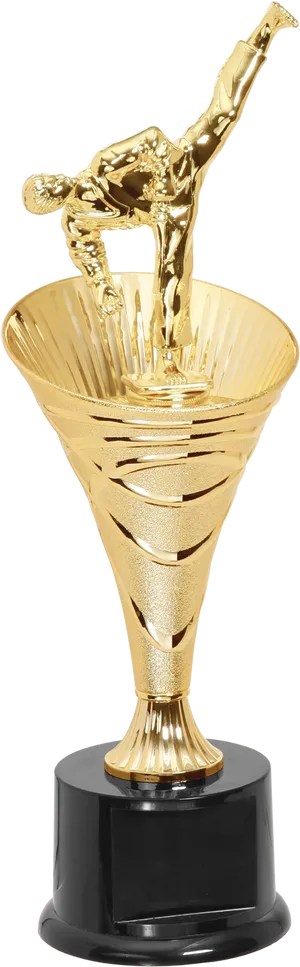 Golden Sports Figure Trophy PNG Image