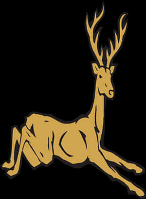 Golden Stag Silhouette PNG image with transparent background