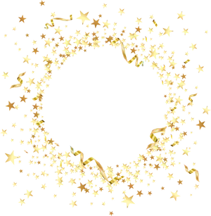 Golden Star Frame Black Background PNG Image