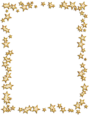 Golden Star Frame Black Background PNG Image