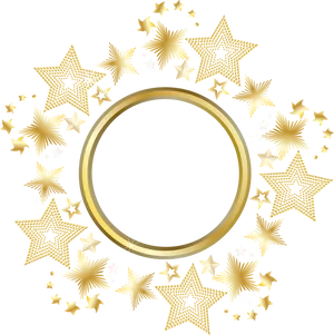 Golden Star Frameon Black Background PNG Image