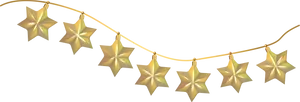 Golden Star Garland Decoration PNG Image