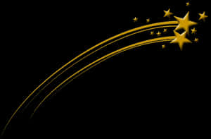 Golden Stars Shooting Across Black Background PNG image with transparent background