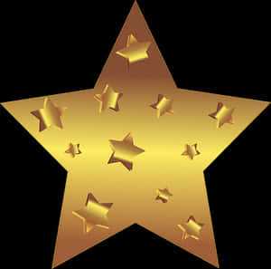 Golden Starwith Smaller Stars PNG with transparent background