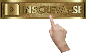 Golden Subscribe Button Finger Pointing PNG Image