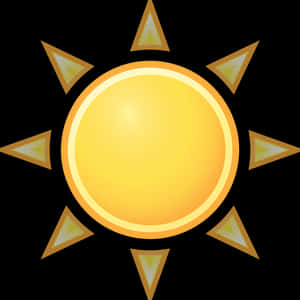 Golden Sun Iconwith Rays PNG image with transparent background