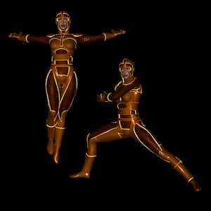 Golden Superhero Duo PNG image with transparent background