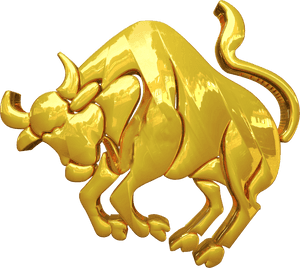 Golden Taurus Sculpture PNG with transparent background