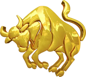 Golden Taurus Sculpture PNG Image