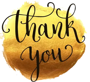 Golden Thank You Text PNG Image